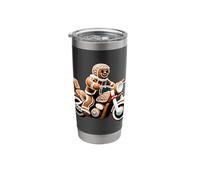 Gingerbread Man Biker Riding a Motorcycle on Christmas Stainless Steel Insulated Tumbler