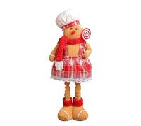 Gingerbread Man Boy Girl Figures, Standing Long Leg Stretchable Gingerbread Dolls, Unique Funny Christmas Gingerbread Decor, for Holiday Decor Christmas Tree Gifts (Girl)