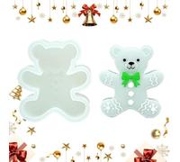 Gingerbread Man Candle Molds Silicone Easy-Release Reusable Mould | Christmas Baking Chocolate Mold for Snacks Jelly Cookies Kindergarten Kitchen Bakery Party