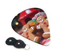 Gingerbread Man Candy 6 Pack Guitar Picks With Holder, Personalized Guitar Plectrums Non-Slip Portable Ukulele Bass Picks 0.46mm For Acoustic Guitar Lovers Gifts