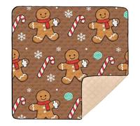 Gingerbread Man & Candy Cane Brown Pattern Soft Foam Baby Gym & Activity Mat for Indoor Outdoor Non-Toxic Baby Kick Crawling Mat for Baby Toddler Infant, 50'' x 50''