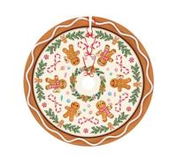 Gingerbread Man Candy Christmas Tree Skirt Orange Xmas Tree Mat Halloween Christmas Tree Ornaments Decorations Holiday Party Indoor Outdoor 48"