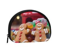 Gingerbread Man Candy Coin Purse, Mini Wallet for Women Men Gifts Change Bag with Zipper Shell Shaped Small Coin Bag Travel Organizer Change Storage Pouch for Cash, Cards, Keys, Lipstick