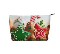 Gingerbread Man Candy Corduroy Makeup Bag with Stylish and Durable Zipper Design