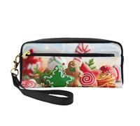 Gingerbread Man Candy Double-Sided Printed Leather Portable Makeup Pouch-Multi-Purpose Cosmetic Bag, Pencil Case and Organizer for Women