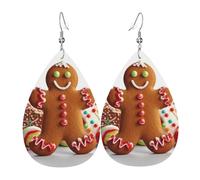 gingerbread man candy earrings for women teardrop leather earrings double sided dangle earrings lightweight women ear accessories fashion jewelry birthday gift