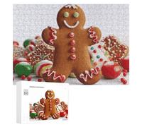 Gingerbread Man Candy Jigsaw Puzzle Challenging Fun Puzzle Wooden Jigsaw Puzzles for Adults Families 300 PCS