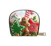 Gingerbread Man Candy Leather Semi-Circular Card Bag, Compact and Convenient, Easy to Store