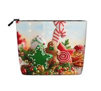 Gingerbread Man Candy Multi Functional Single-Layer Linen Makeup Bag - Fashionable and Practical Cosmetic Storage Bag