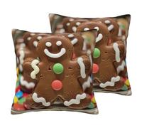 Gingerbread Man Candy print 2 Pack Imitation Linen Pillowcases, fit for Sofa and Bed, for Modern Home Decor