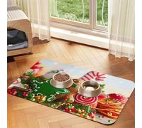Gingerbread Man Candy print Cats Pet Bowl Placemat Pet Feeding Mats for Dogs, Non-Slip PU Leather Tablecloth for Pets