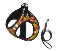 Gingerbread Man Candy Print Pet Vest Harnesses Leash Set Reflective Puppy Vest Dogs Walking Training Dog Harness
