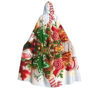 Gingerbread Man Candy print Unisex Medieval Viking Hooded Cape Cloak for Halloween Cosplay, Christmas Party Costume Outfits