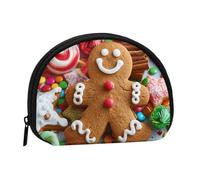 Gingerbread Man Candy Printed Coin Purse Pouch-Shell Pouch Wallet,Mini Storage Bag,Cosmetic Bagholder for Woman Girls