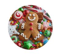 Gingerbread Man Candy Prints Round Mouse Pad 1 PCS,Non-Slip Rubber Base Mousepad Mouse Mat for Laptop Computer Office 7.9 x 7.9 Inch