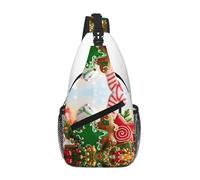 Gingerbread Man Candy Unisex Chest Sling Bag With Multi-Pocket Design,Large Capacity Crossbody Bag Durable Polyester Adjustable Strap For Daily Commute Travel