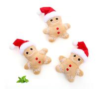 Gingerbread Man Cat Toy, 3pcs Interactive Chew Bite Toys,Cute Plush Kitten ExerciseToys,Portable Stuffed Gingerbread Man For Cat Christmas Stocking,Chew Interactive Toy