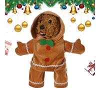 Gingerbread Man Christmas Costume for Dogs, Pet Christmas Outfit Holiday Pet Clothes, Soft Gingerbread Man Hoodie for Dogs,Winter Coat Cosplay Parties Dressing Up for Cats, Small Dogss