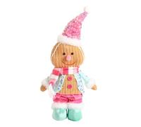 Gingerbread Man Christmas Decorations Ornament Plush Dolls Home Decor Xmas Gift Door Window Table Tree Holiday Xmas Toys (Brown Pink Sequin Hat, 14.5in)