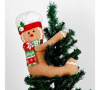 Gingerbread Man Christmas Tree Topper Decorations,Unique Funny Xmas Plush Stuffed Gingerbread Hugger Decor for Christmas Tree Wine Bottle Curtain Ornaments,Ginger White Red Green