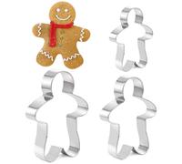 Gingerbread Man Cookie Cutter 3 Piece - Biscuit Pastry Cutters Stainless Steel 12.5cm, 10cm & 8cm - New Ginger Bread Man Cookie Cutters x3 Various Sizes