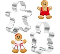 Gingerbread Man Cookie Cutters Set for Baking - 2 Pcs Christmas Gingerbead Man & Woman Shape Stainless Steel Holiday Cutter