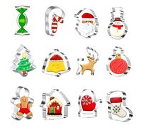 Gingerbread Man Cookie Cutters Set, Stainless Steel, Christmas Cookie Cutters Christmas Tree, Snowflake, Gingerbread Man and Gnome Cutters for Baking Supplies for Homemade Cookie (12PCS)