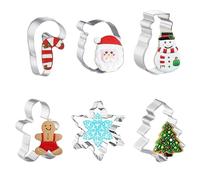Gingerbread Man Cookie Cutters Set, Stainless Steel, Christmas Cookie Cutters Christmas Tree, Snowflake, Gingerbread Man and Gnome Cutters for Baking Supplies for Homemade Cookie (6PCS)