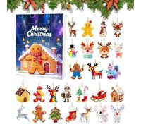 Gingerbread Man Countdown Calendar - 26x18x3cm 24 Piece Calendars 2025, Man Pendant, Acrylic Gingerbread Men Ornaments | 2D Christmas Decoration Set, Tree, Car and Home Decoration