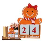Gingerbread Man Countdown Christmas Calendar - 2025 TREAD , Bright Color Tabletop Decoration, Festive Ornament with Numbered Blocks | Holiday Countdown for Restaurant, Bedroom, Bokshe