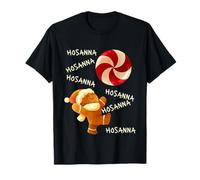 Gingerbread Man Dancing Beside a Peppermint Candy. T-Shirt
