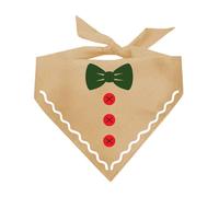 Gingerbread Man Dog Bandana | 100% Cotton Adjustable Triangle | Made in USA | Christmas | Holiday Treats | Gingerbread Cookie | Santa's Helper |Tan, One Size (1420)