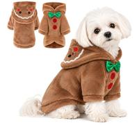 Gingerbread Man Dog Christmas Outfit Plush Hoodie Dog Christmas Costume M | Gingerbread Small Dog Christmas Outfit, Dog Xmas Outfit, Soft Funny Outfit For Dogs Cats Pets