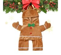 Gingerbread Man Dog Costume | Christmas Pet Outfit For Small Dogs & Cats | Cute Holiday Standing Gingerbread Man Cosplay For Thanksgiving, Birthday & Festive Walks