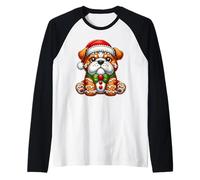Gingerbread Man English Bulldog Christmas Womens Mens Kids Raglan Baseball Tee