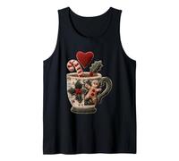 Gingerbread Man Heart Candy Cane Cup Tank Top