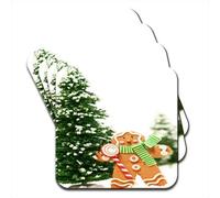 Gingerbread Man Holding Candy Cane By Tree Set Of 4 Coasters