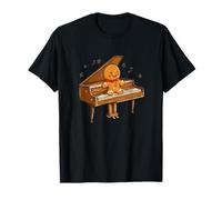 Gingerbread Man Jamming on The Piano for Fun Vibes T-Shirt