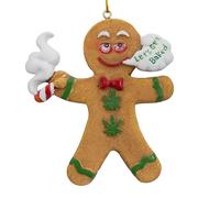 Gingerbread Man Let's Get Baked Funny Weed Christmas Tree Ornament