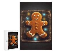 Gingerbread Man on Wooden Board Jigsaw Puzzles Wooden Puzzle Personalized Picture Puzzle 1000 PCS Family Decoration Puzzles for Adults Challenging Puzzle Family Wedding Graduation Present