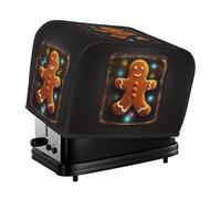 Gingerbread Man on Wooden Board Toaster Cover 2 Slice, Waterproof Bread Machine Covers with Pockets Universal Size Kitchen Small Appliance Cover with Handle, Dust and Fingerprint Protection