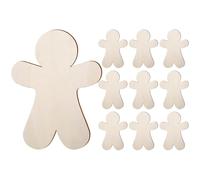 Gingerbread Man Ornaments, 10 Pack Christmas Unfinished Wooden Cutouts | Blank Slices for Hanging Crafts for Home, Window, Wall, Travel, Family, Birthday, Wedding