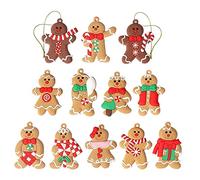 Gingerbread Man Ornaments Assorted Gingerbread Figurines for Christmas Tree Hanging Decorations 12PCS, Pendants