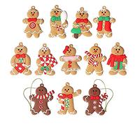 Gingerbread Man Ornaments Assorted Gingerbread Figurines for Christmas Tree Hanging Decorations 12pcs.