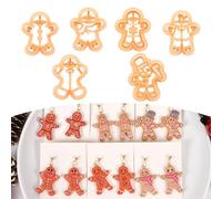 Gingerbread Man Polymer Clay Cutters - 6 Pcs Christmas Clay Cutters for Earrings Jewelry Xmas Earrings