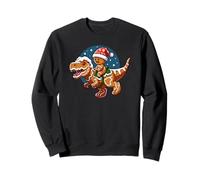 Gingerbread Man Riding Dinosaur Christmas Whimsical Holiday Sweatshirt