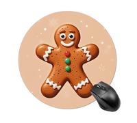 Gingerbread Man Round Gaming Mouse Pad Non-Slip Rubber Base Mousepad Travel Office Mousepads for Desk Funny Waterproof Computer Mouse Mat Cute Laptop Mouspad 7.8x7.8 Inch
