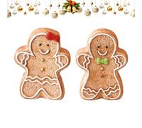 Gingerbread Man Salt and Pepper Shakers - Ceramic, 2 Piece | Set | Smooth enamel finish, wear-resistant structure, compact table size, for dining room, kitchen and holiday gifts