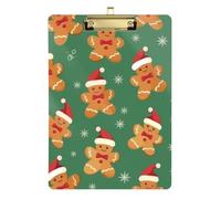 Gingerbread Man Santa Hat Christmas Pattern clipboard Single Plastic for Softball Coaches clipboard