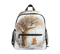 Gingerbread Man Sitting on Swing Toddler Backpack, Boy Backpack Preschool Bag Kindergarten Schoolbag Nursery Travel Bag for Girl
